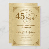 45. Hochzeitstag - Goldener Damast Einladung (Vorne/Hinten)