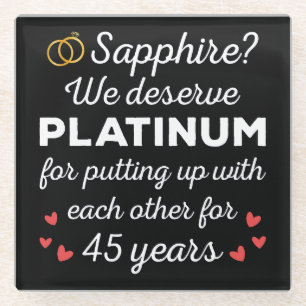 45. Hochzeitstag I - Sapphire Funny Couple Glasuntersetzer