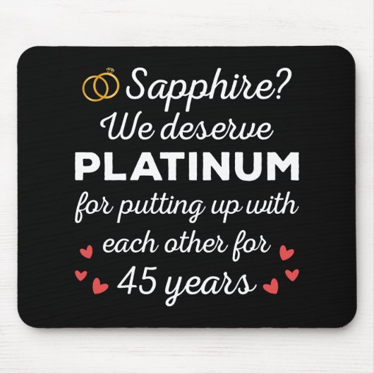 45. Hochzeitstag I - Sapphire Funny Couple Mousepad (Vorne)