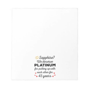 45. Hochzeitstag I - Sapphire Funny Couple Notizblock