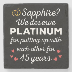 45. Hochzeitstag I - Sapphire Funny Couple Steinuntersetzer