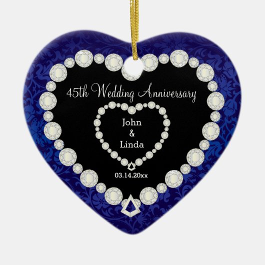 45. Hochzeitstag Keramikornament (Vorne)