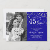 45. Hochzeitstag mit Foto - Silberblau Einladung (Vorderseite)