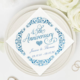 45. Hochzeitstag mit Saphir-Jubiläum Serviette