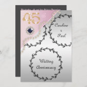 45. Hochzeitstag mit Silberne Rose Gold Einladung (Vorne/Hinten)