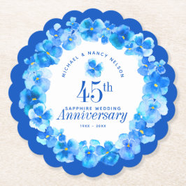 45. Hochzeitstag Party Saphir blauen Pansy Untersetzer