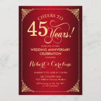 45. Hochzeitstag - Red Gold Damask