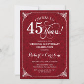 45. Hochzeitstag - Ruby Red Damask Einladung (Vorderseite)