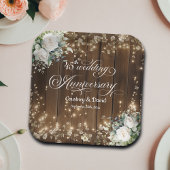 45. Hochzeitstag Rustikale String Lights Pappteller