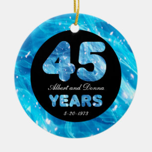45. Hochzeitstag Saphir Party Lights Keramik Ornament