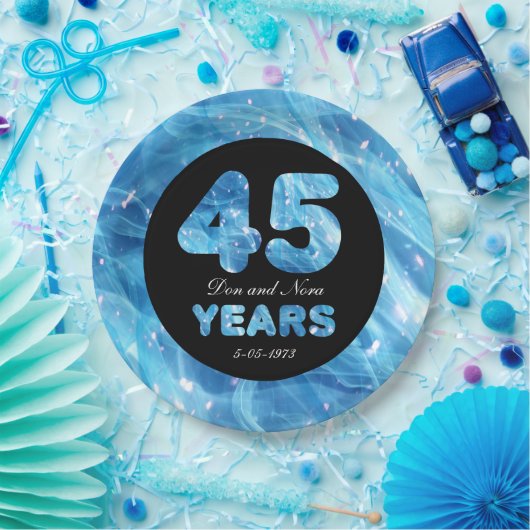 45. Hochzeitstag Saphir Party Lights Pappteller (Party)