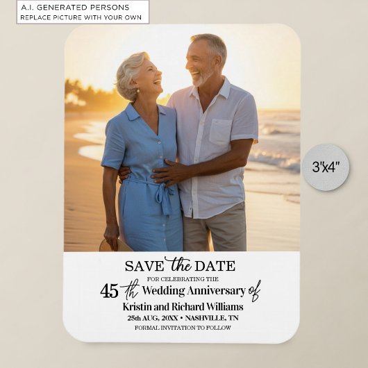 45. Hochzeitstag Save-the-Date-Foto Magnet