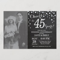 45. Hochzeitstag Schwarzes Silber Chalkboard