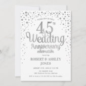 45. Hochzeitstag - Silber & Weiß Einladung (Vorderseite)