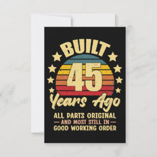 45 Jahre alt Alle Teile Original 45. Geburtstag Karte