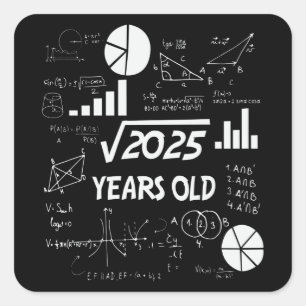 45 Jahre alter Tag Mathematiklehrer 45. Geburtstag Quadratischer Aufkleber