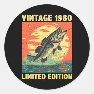 45 Jahre altes Geschenk 1980 Fischfang Fisch 45. Runder Aufkleber