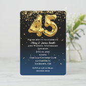 45 Jahre Gold Balloons & Confetti Einladung (Stehend Vorderseite)