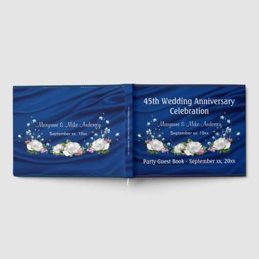 45 Jahre Saphire White Roses Custom Gästebuch (Voll)