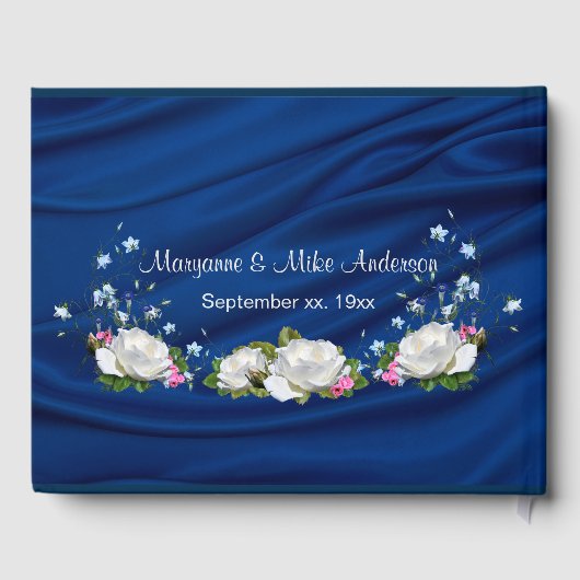 45 Jahre Saphire White Roses Custom Gästebuch (Rückseite)