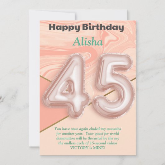 45-jährige Mädchen Happy Birthday Card (Vorderseite)