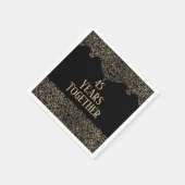 45-jähriges Goldene Lace auf Black Napkins Serviette (Ecke)