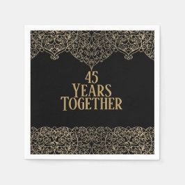 45-jähriges Goldene Lace auf Black Napkins Serviette
