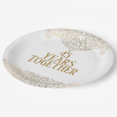 45-jähriges Goldene Spitzen auf weißem Papier Pappteller (Schrägansicht)