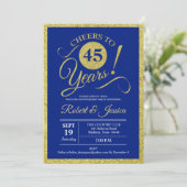 45-jähriges Party - Sapphire Blue Gold Einladung (Stehend Vorderseite)