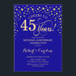45-jähriges Party - Sapphire Blue Gold Einladung<br><div class="desc">Gold Sapphire Blue 45-jährige Jubiläumsfeier Einladung. Elegantes königsblaues Design mit Imitaten Glitzer Goldfolie. Enthält Skript-Schriftart und Konfetti-Diamanten. Feiert bis 45 Jahre! Kann angepasst werden,  um jedes Jahr der Ehe zu zeigen. Nachricht,  wenn Sie weitere Anpassungen benötigen.</div>