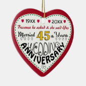 45. Jubiläum Geschenk Herz geformt Weihnachten Keramik Ornament (Rechts)
