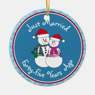 45. Jubiläum Geschenk Spaß Schnee Couple Weihnacht Keramik Ornament