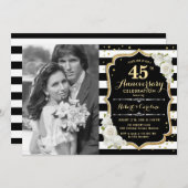 45. Jubiläum mit Foto - Gold Black Einladung (Vorne/Hinten)