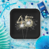 45. Jubiläum Party Sparklers auf Black Pappteller (Party)