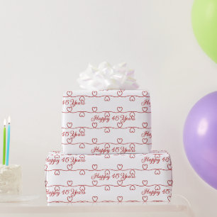 45. Jubiläum Rote Herzen Geschenkpapier