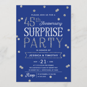 45. Jubiläums-Glitter-Confetti-Überraschungsparty Einladung