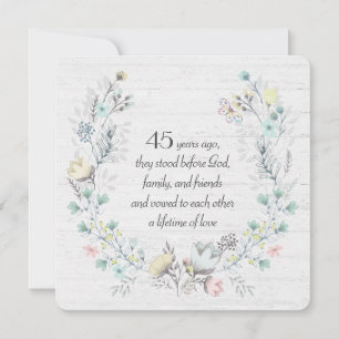 45. Jubiläumsschaden auf Holz Einladung