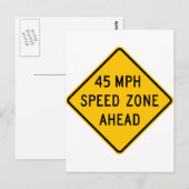 45 km/h Geschwindigkeitszone vor Postkarte (Vorne/Hinten)