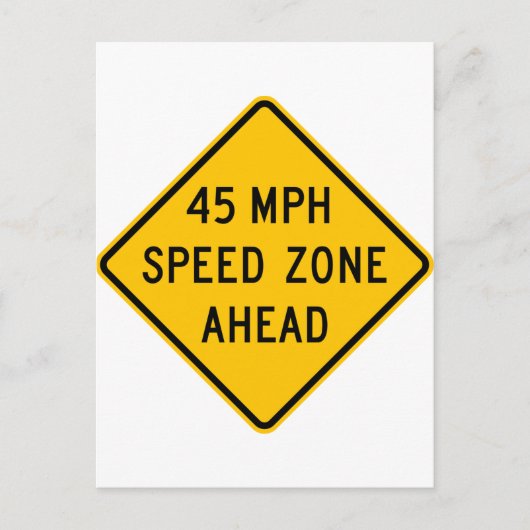 45 km/h Geschwindigkeitszone vor Postkarte (Vorderseite)