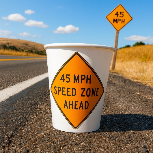 45-MPH-Geschwindigkeitsbereich vor benutzerdefinie Pappbecher