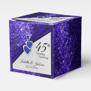 45. oder 65. Saphirblauer Glitter-Jubiläum Geschenkschachtel