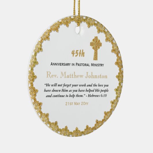 45. Ordination Jubiläum Personalisierte Schrift Keramik Ornament (Rechts)