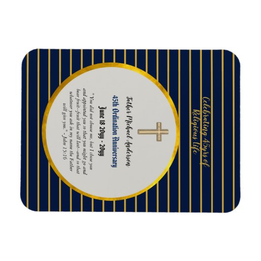 45. Ordination Jubiläum Priester Saphire Gold Magnet (Horizontal)