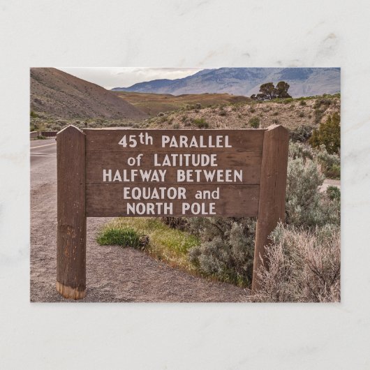 45. Parallel-Zeichen in Gardiner, Montana Postkarte (Vorderseite)