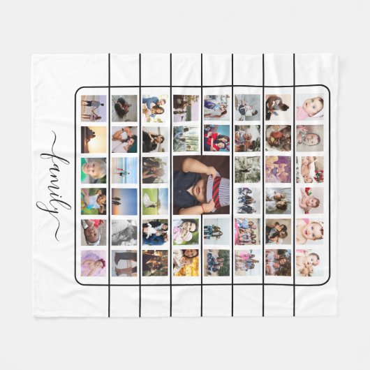 45 Photo Collage Unique Personalized DIY Custom Fleecedecke (Vorderseite (Horizontal))