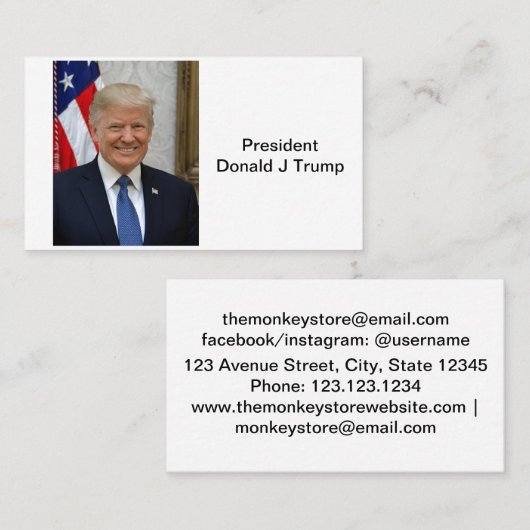 45 Präsident Donald Trump Visitenkarte (Vorne/Hinten)