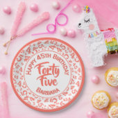 45. Random Number Pattern Coral/White Pappteller (Party)