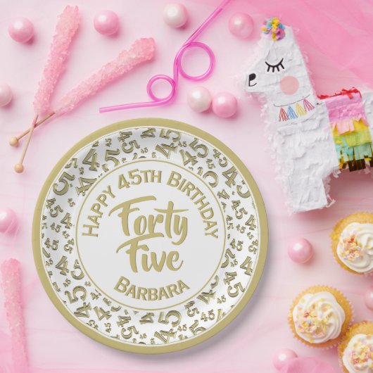 45. Random Number Pattern Gold White Pappteller (Party)