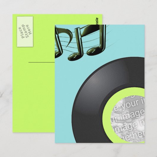 45 RECORD FOTO FRAME INVITE POSTKARTE (Vorne/Hinten)