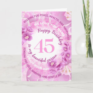 45 Rosa Kirschblüten Florale Meilenstein-Geburtsta Karte